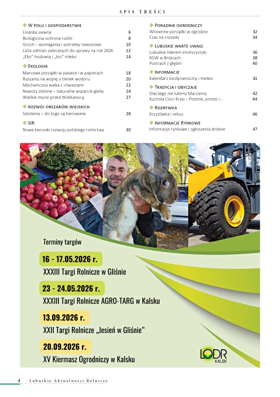 Lubuskie Aktualności Rolnicze - marzec 2026