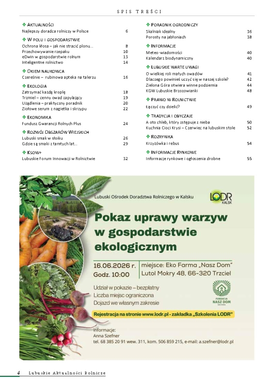 Lubuskie Aktualności Rolnicze - czerwiec 2026