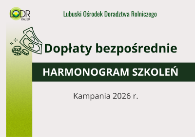 Dopłaty bezpośrednie - Harmonogram szkoleń 