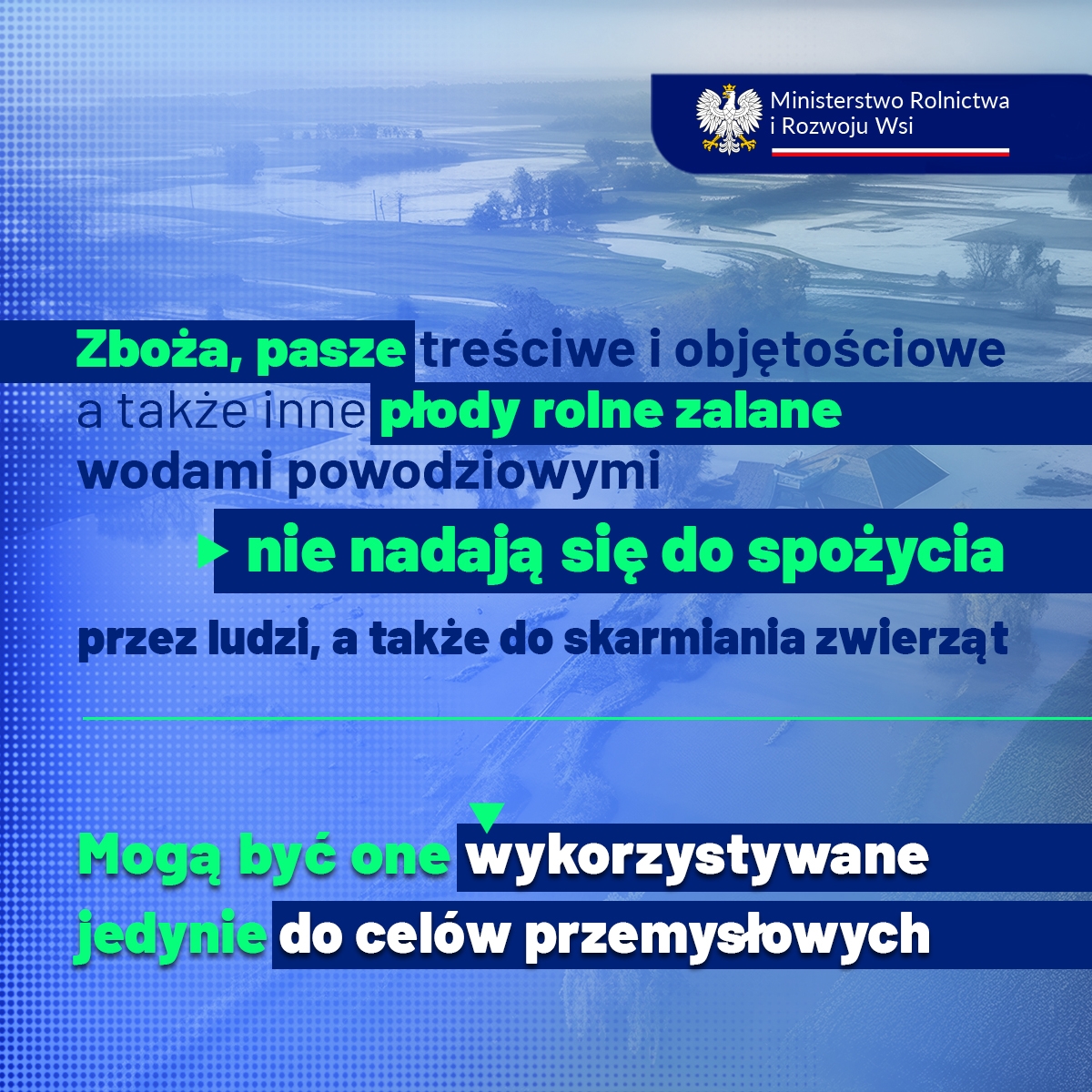 Działania podejmowane przez Ministra Rolnictwa i Rozwoju Wsi w związku z powodzią 