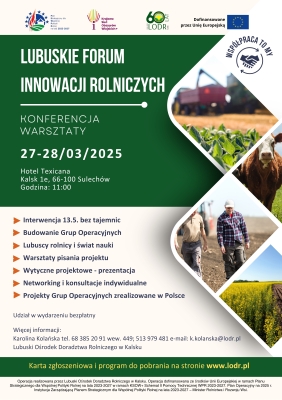 Konferencja 27-28.03.2025 r. pn. LUBUSKIE FORUM INNOWACJI ROLNICZYCH