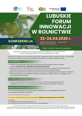 Konferencja pn. Lubuskie Forum Innowacji w Rolnictwie 23-24.04.2026 r.