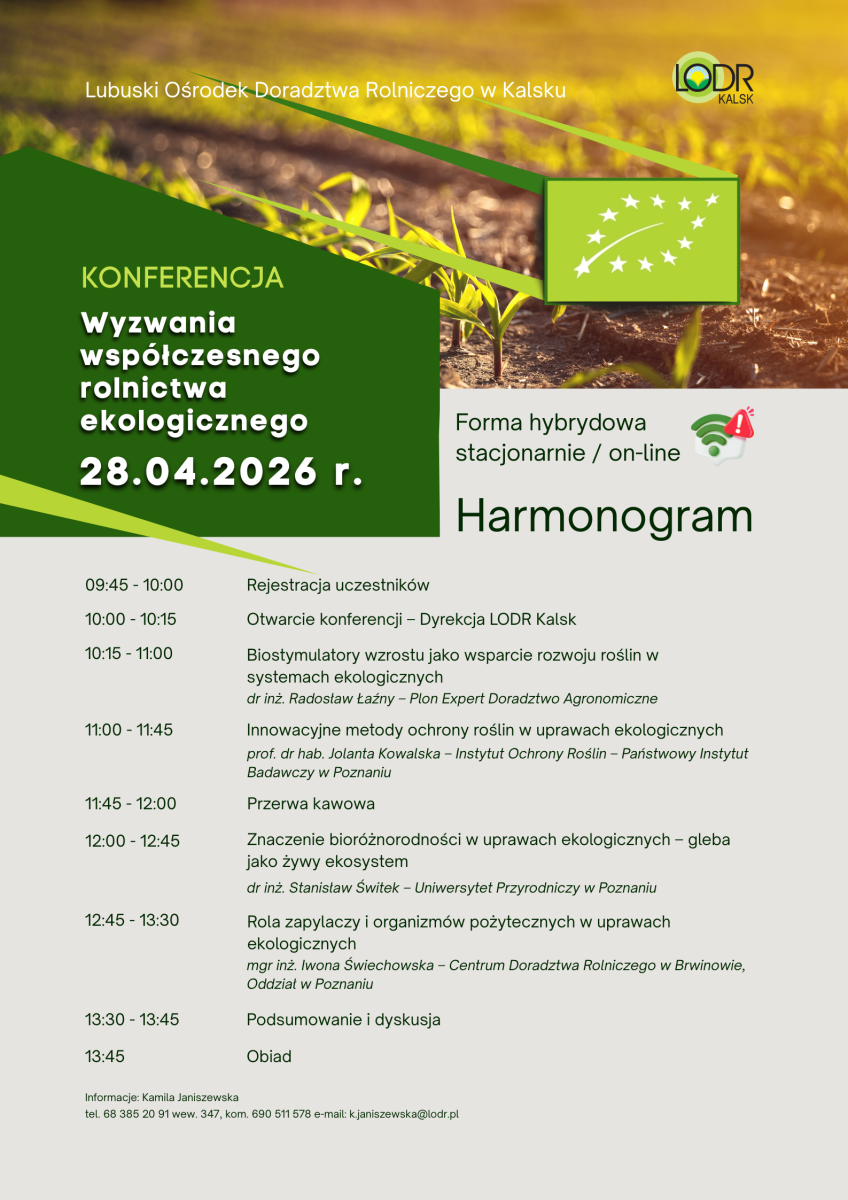 Konferencja - Wyzwania współczesnego rolnictwa ekologicznego