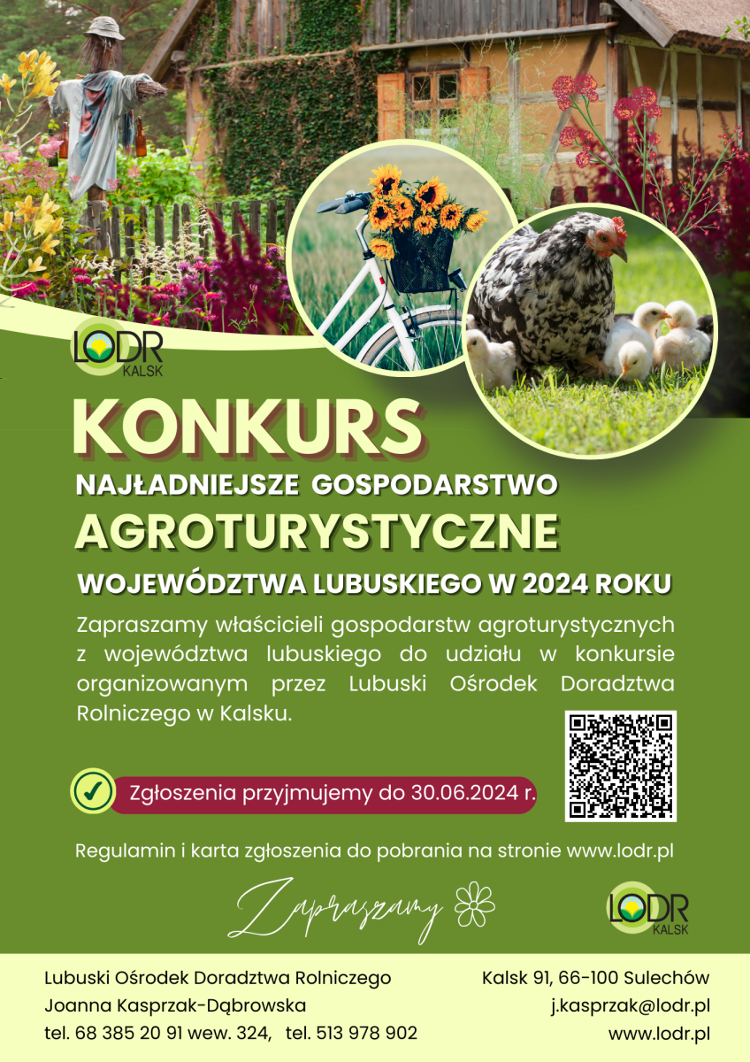 Konkurs pn. Najładniejsze Gospodarstwo Agroturystyczne Województwa Lubuskiego 2024 roku 
