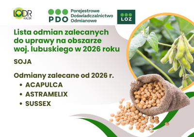 Lista odmian zalecanych do zalecanych do uprawy na obszarze województwa lubuskiego - SOJA