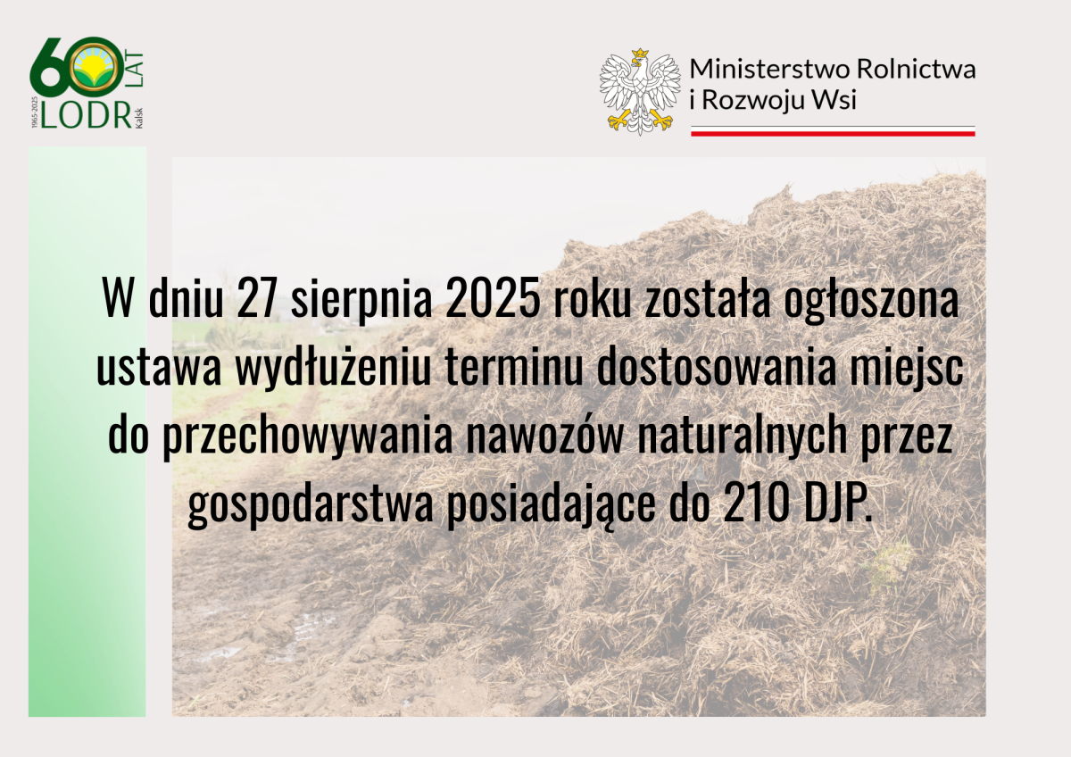  Nowe zasady w zakresie przechowywania nawozów naturalnych - informacja MRIRW
