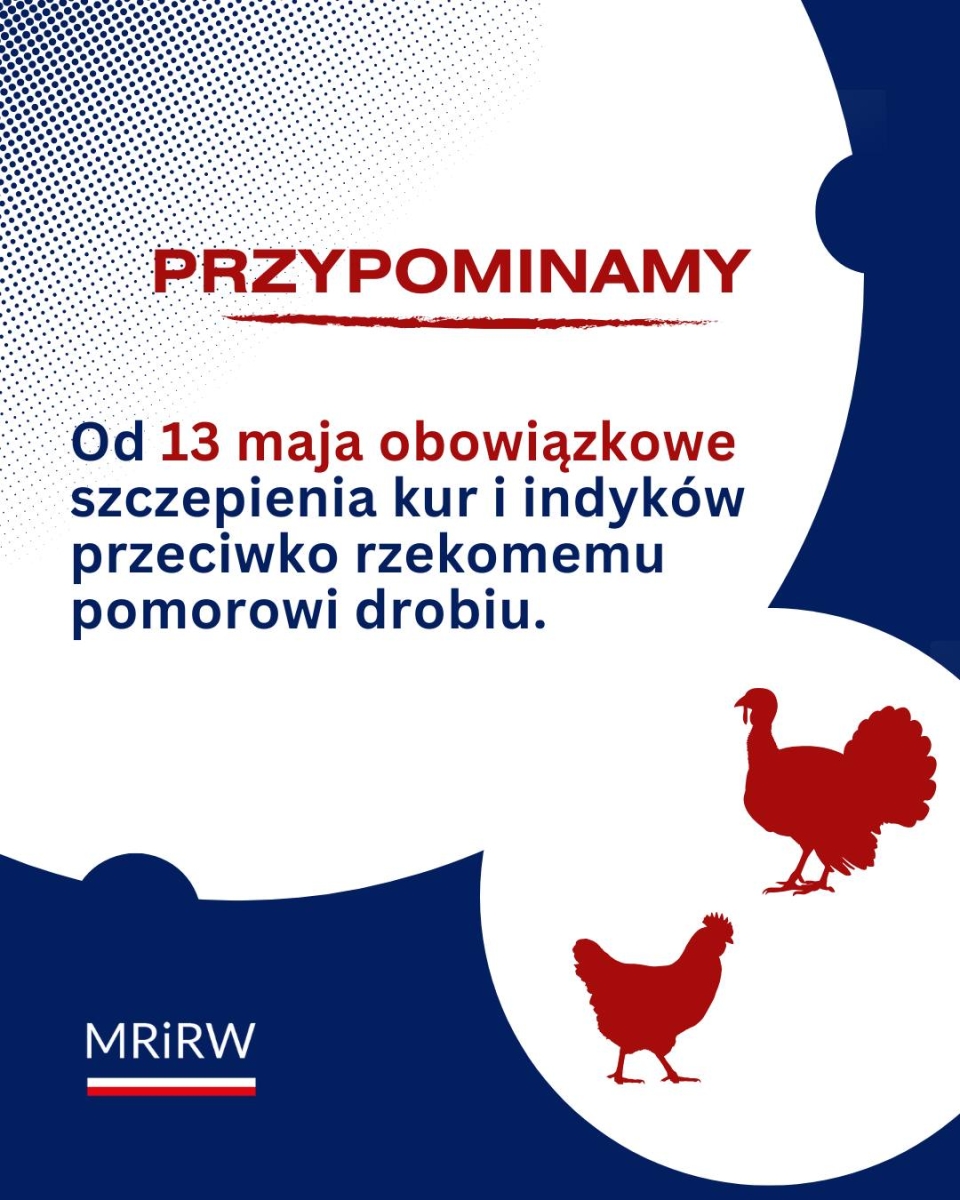 Obowiązkowe szczepienia drobiu od 13 maja 2025 r.