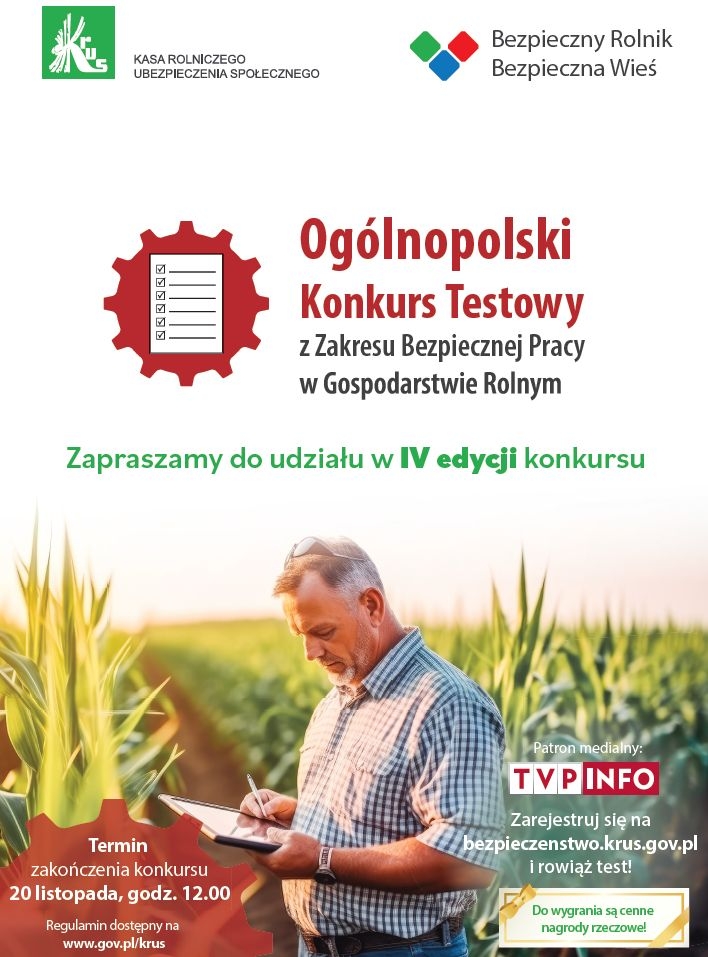 Ogólnopolski Konkurs Testowy z Zakresu Bezpiecznej Pracy w Gospodarstwie Rolnym