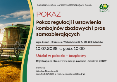 Pokaz regulacji i ustawienia  kombajnów zbożowych i pras samozbierających 
