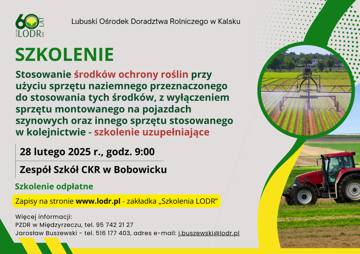 Stosowanie środków ochrony roślin - szkolenie uzupełniające
