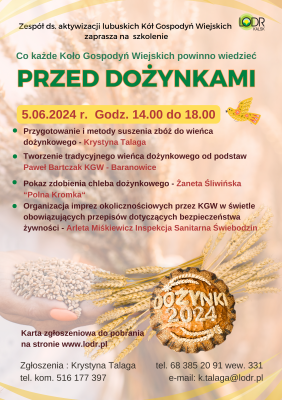 Szkolenie: Co każde koło Gospodyń Wiejskich powinno wiedzieć przed dożynkami