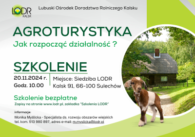 Szkolenie - Jak rozpocząć działalność agroturystyczną