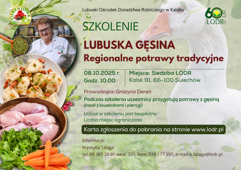 Szkolenie - LUBUSKA GĘSINA REGIONALNE POTRAWY TRADYCYJNE