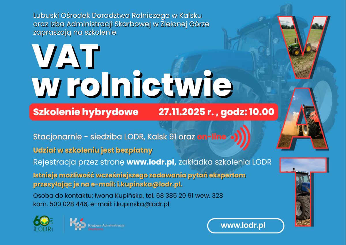 Szkolenie - podatek VAT w rolnictwie