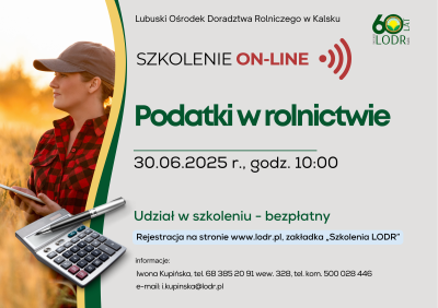 Szkolenie - Podatki w rolnictwie