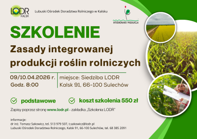Szkolenie podstawowe Integrowana produkcja roślin 