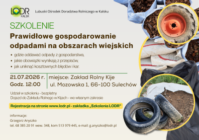 Szkolenie - Prawidłowe gospodarowanie odpadami na obszarach wiejskich