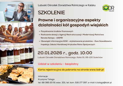 Szkolenie - Prawne i organizacyjne aspekty działalności kół gospodyń wiejskich