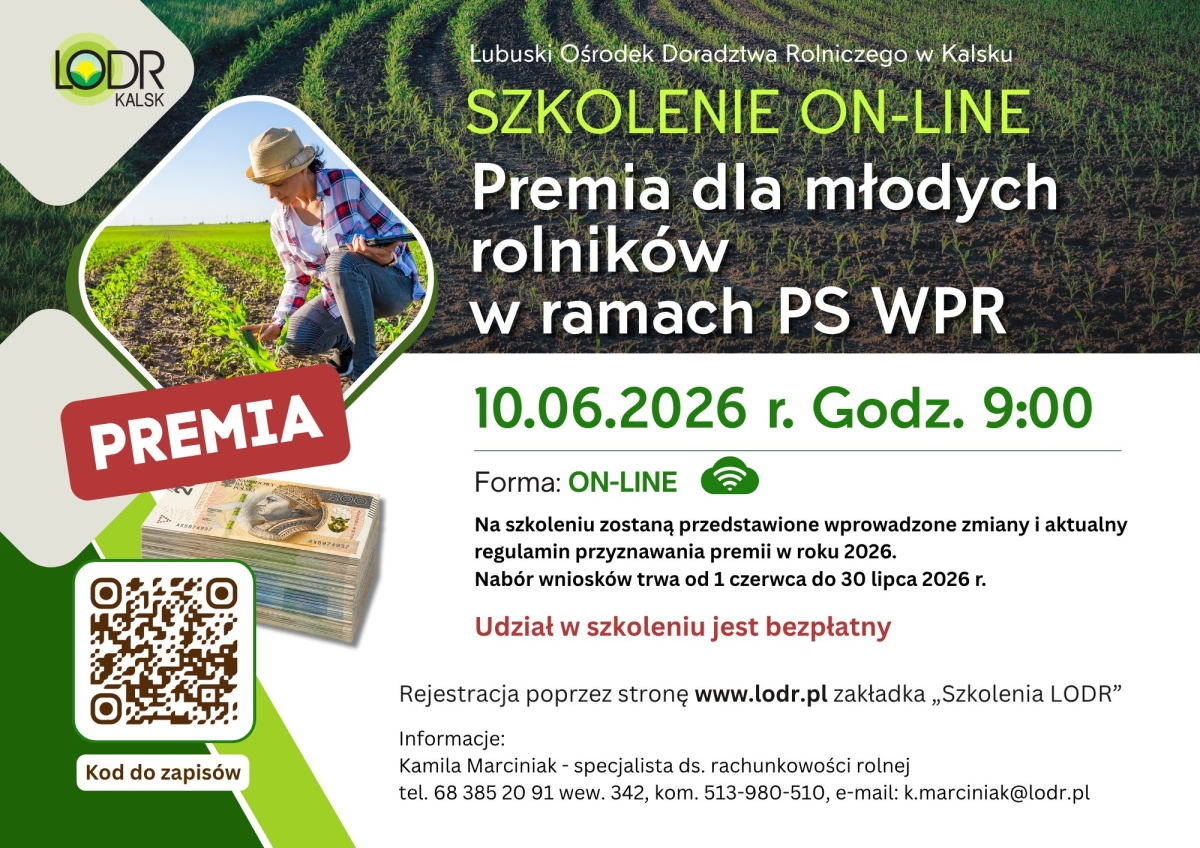 Szkolenie - Premia dla młodych rolników 2026