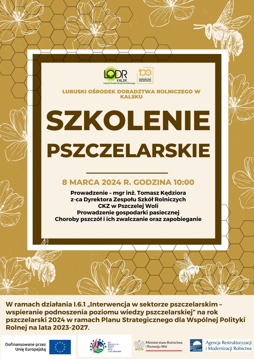 Szkolenie pszczelarskie - ZAPISY ZAMKNIĘTE
