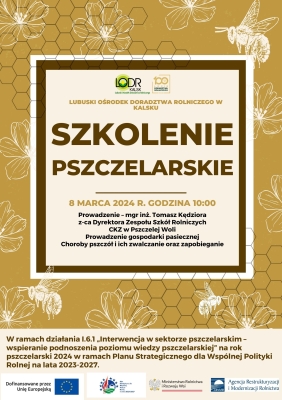 Szkolenie pszczelarskie - ZAPISY ZAMKNIĘTE