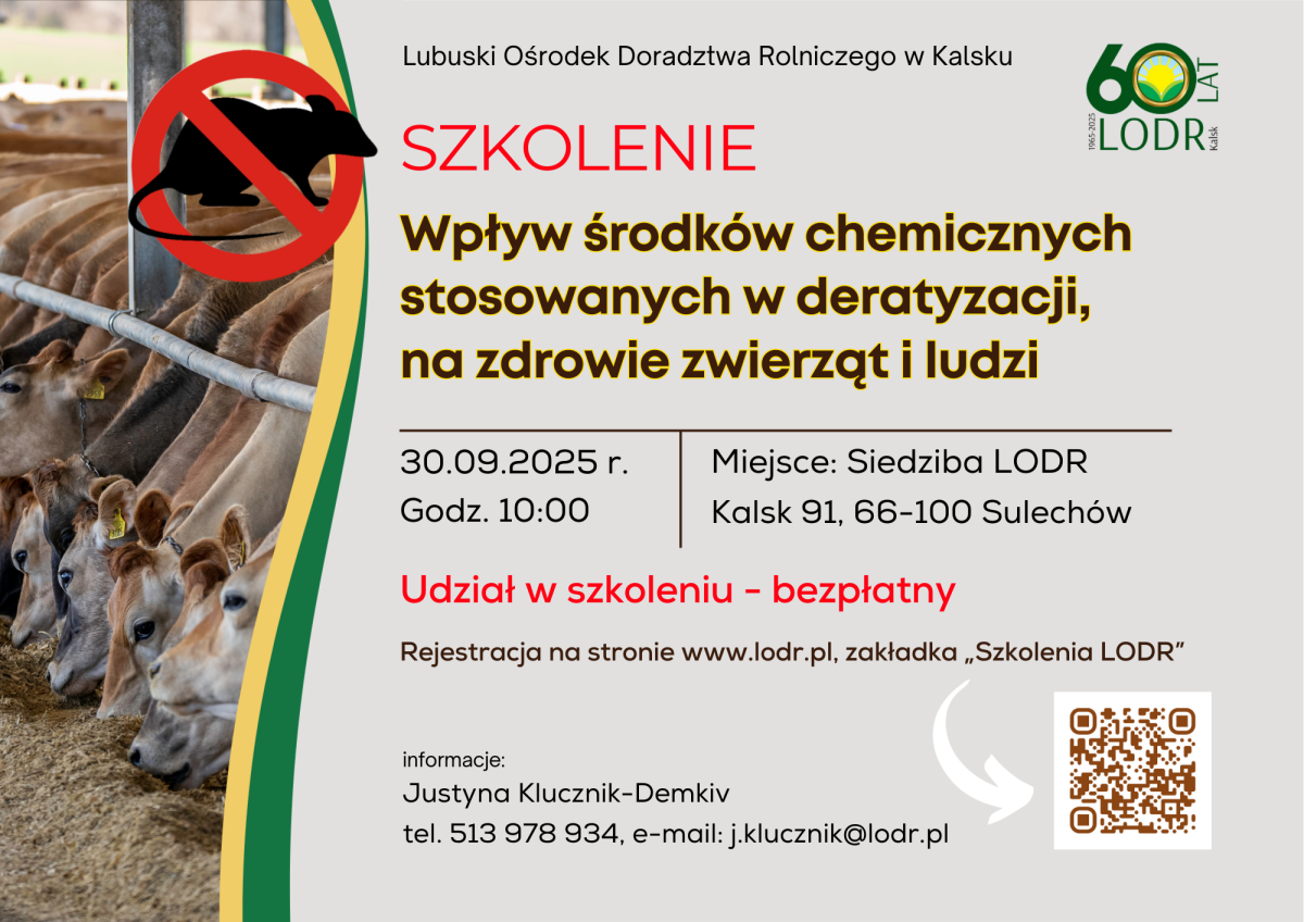 SZKOLENIE - Wpływ środków chemicznych stosowanych w deratyzacji, na zdrowie zwierząt i ludzi