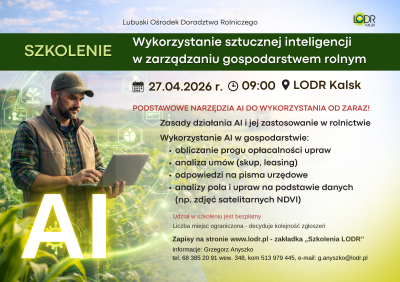 SZKOLENIE  - Wykorzystanie AI w zarządzaniu gospodarstwem rolnym
