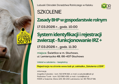 Szkolenie - Zasady BHP w gospodarstwie rolnym, System identyfikacji IRZ+
