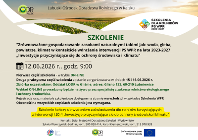 SZKOLENIE Zrównoważone gospodarowanie zasobami naturalnymi