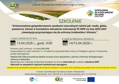 SZKOLENIE Zrównoważone gospodarowanie zasobami naturalnymi