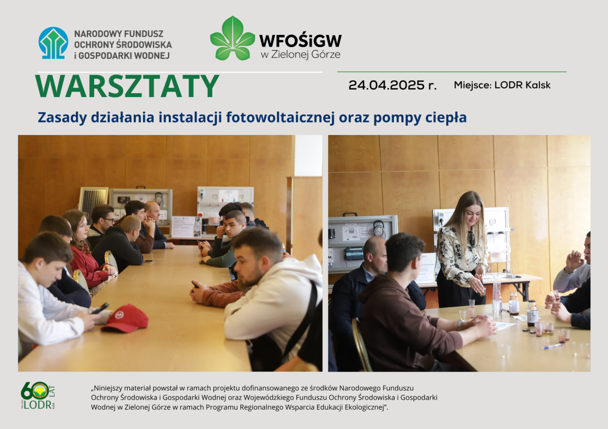 WARSZTATY - Zasady działania instalacji fotowoltaicznej  oraz pompy ciepła