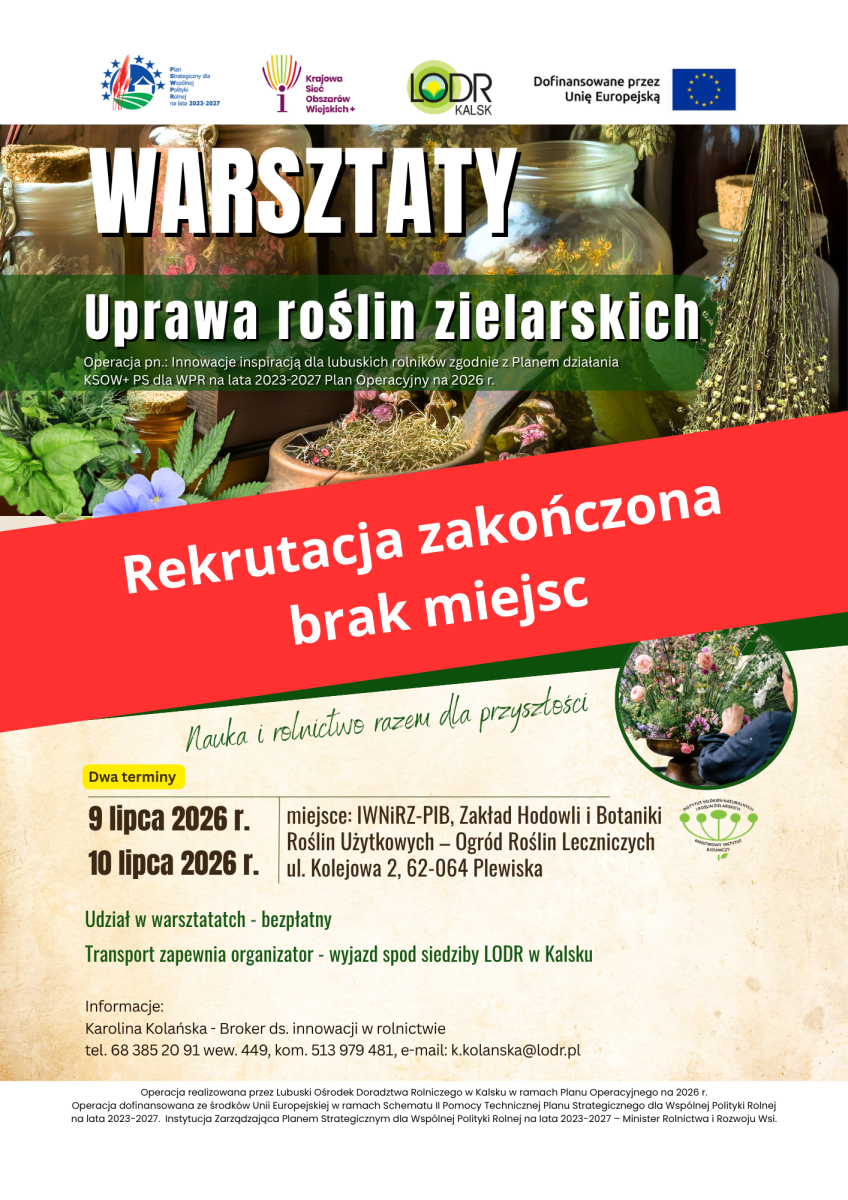 Warsztaty zielarskie w ramach operacji pn. Innowacje inspiracją dla lubuskich rolników