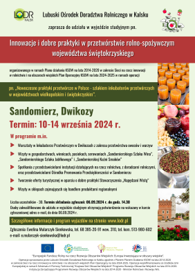 Wyjazd studyjny SANDOMIERZ "Innowacje i dobre praktyki w przetwórstwie rolno spożywczym"