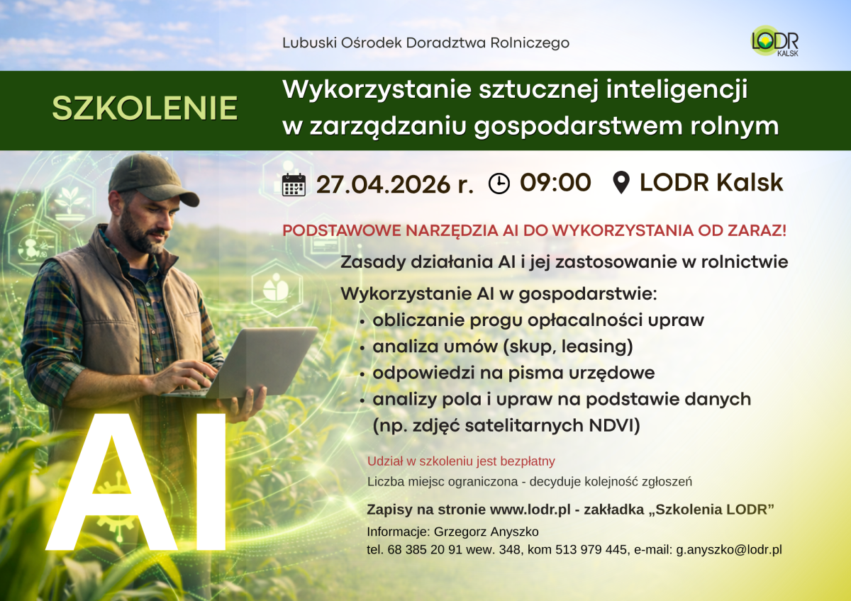 Wykorzystanie sztucznej inteligencji w gospodarstwie rolnym 