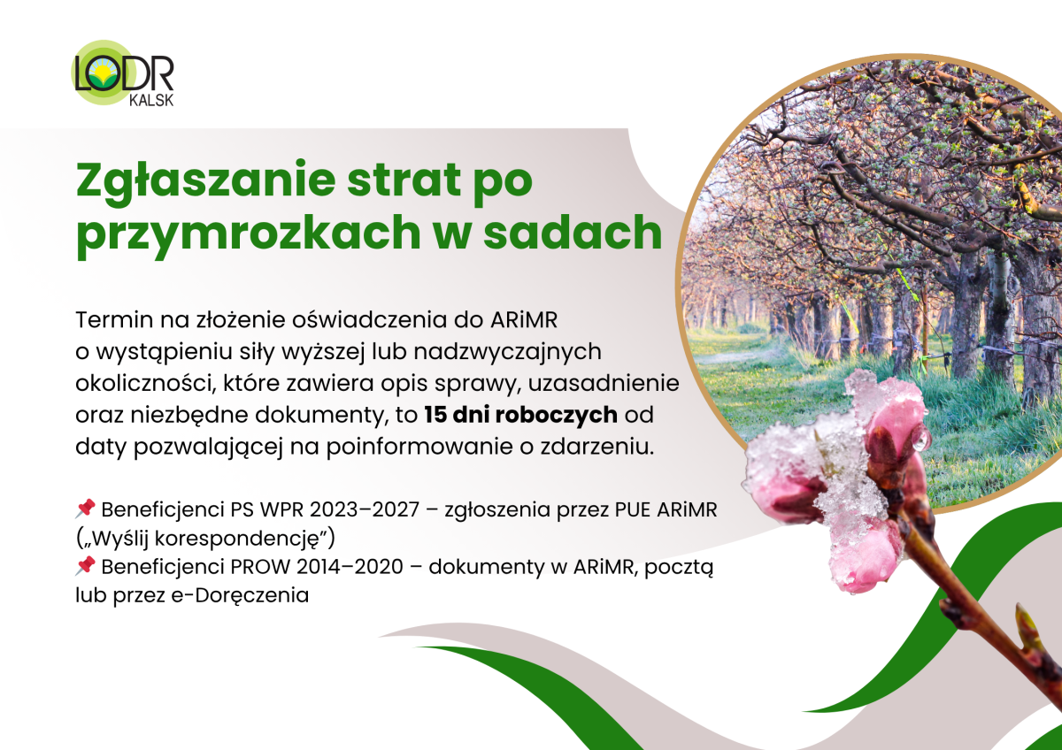 Zgłaszanie strat po przymrozkach w sadach